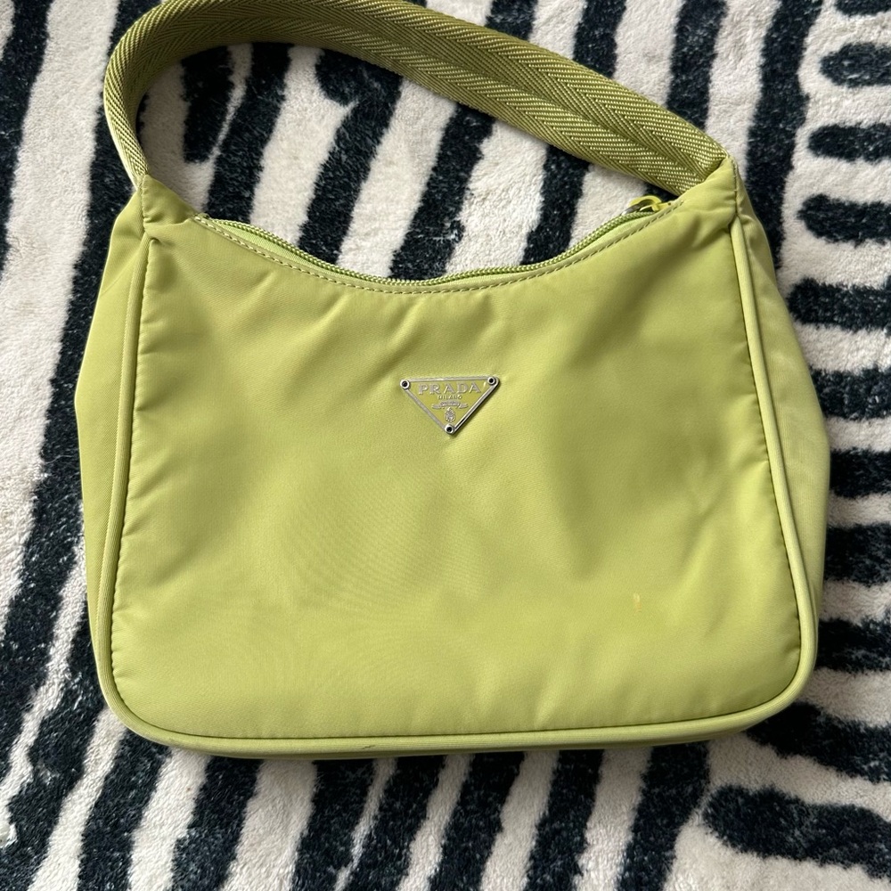 Prada Tesuto HandBag bag Tote Nylon Green